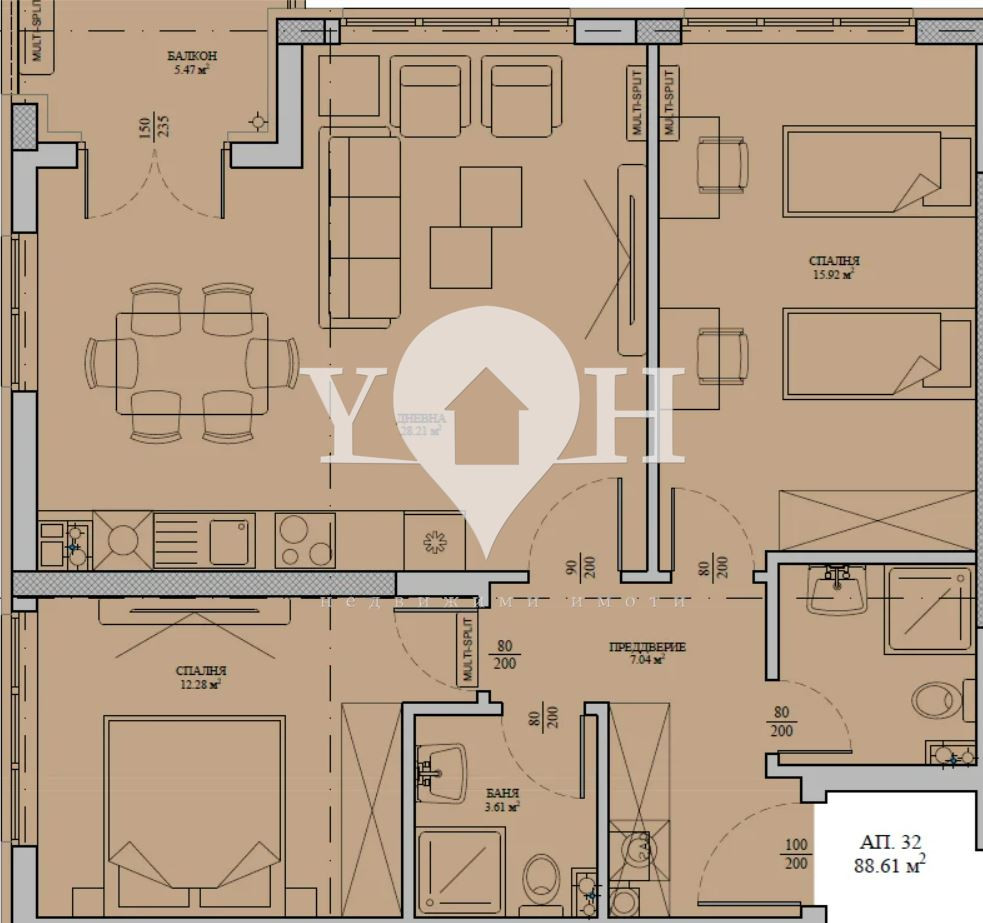 Продава 3-стаен София 77955