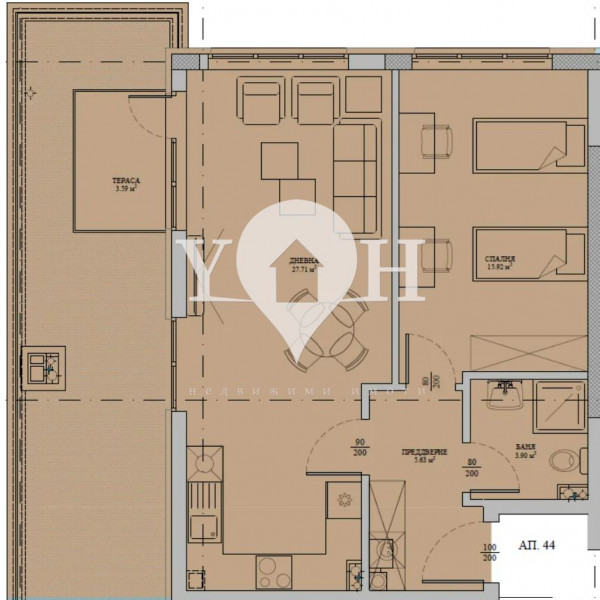 Продава 2-стаен София 77957